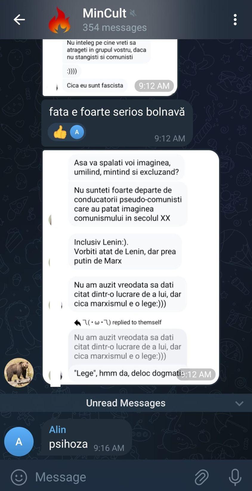 Nu-i prima oară când Andrei și tovarășii hărțuiesc pe cineva. Captură de ecran via Telegram