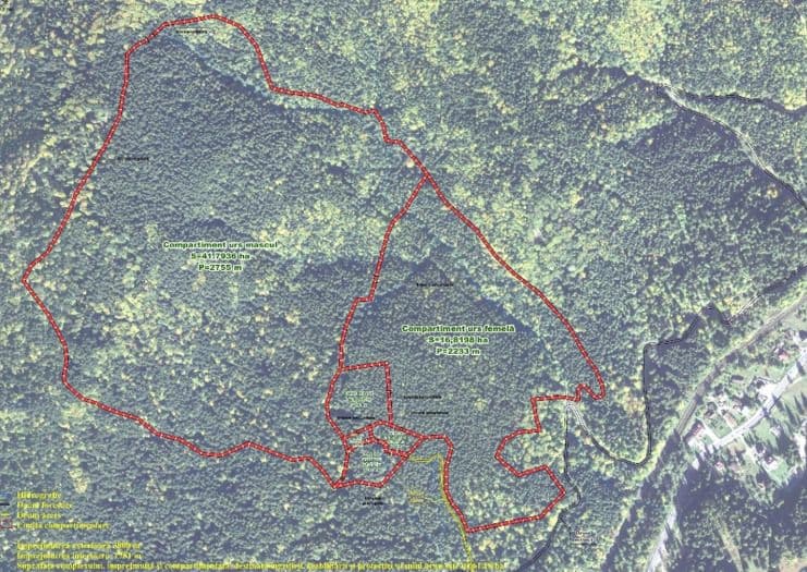 Suprafața complexului pentru îngrijirea urșilor, extrasă dintr-un comunicat emis de echipa de comunicare a proiectului din fonduri europene.
