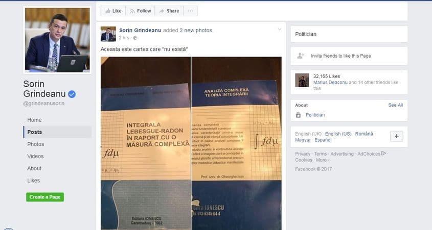 Mesajul premierului de pe Facebook: „Aceasta este cartea care nu există”.
