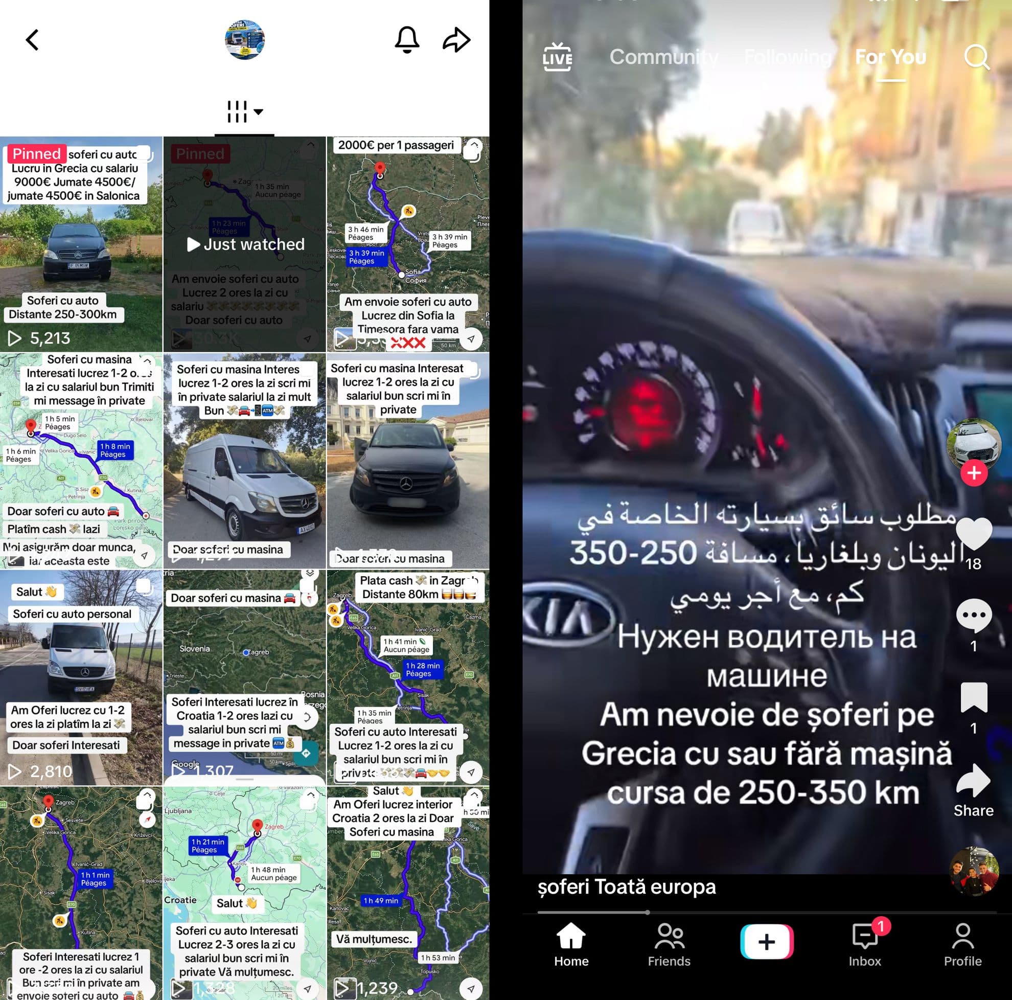 Algoritmul TikTok îți aduce nenumărate conturi care care recrutează „șoferi”, odată ce înțelege că ești în căutarea unui astfel de job