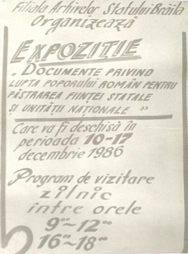 Afișul expoziției din 1986 Sursa foto: CNSAS