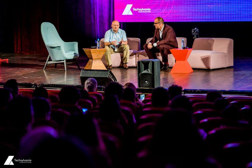 Florin Talpeș, CEO al companiei BitDefender, pe scena Techsylvania. Foto: DA Studio
