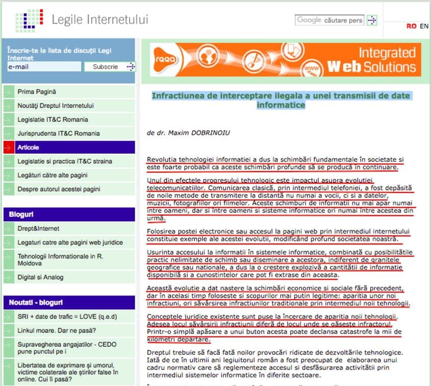 ORIGINAL. Captură de pe net a articolului semnat de Maxim Dobrinoiu