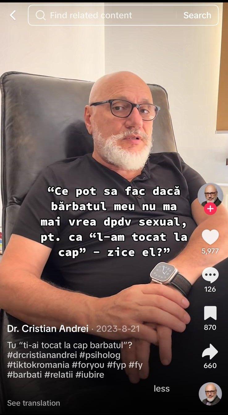 Cristian Andrei folosește hashtaguri care induc în eroare pe TikTok.