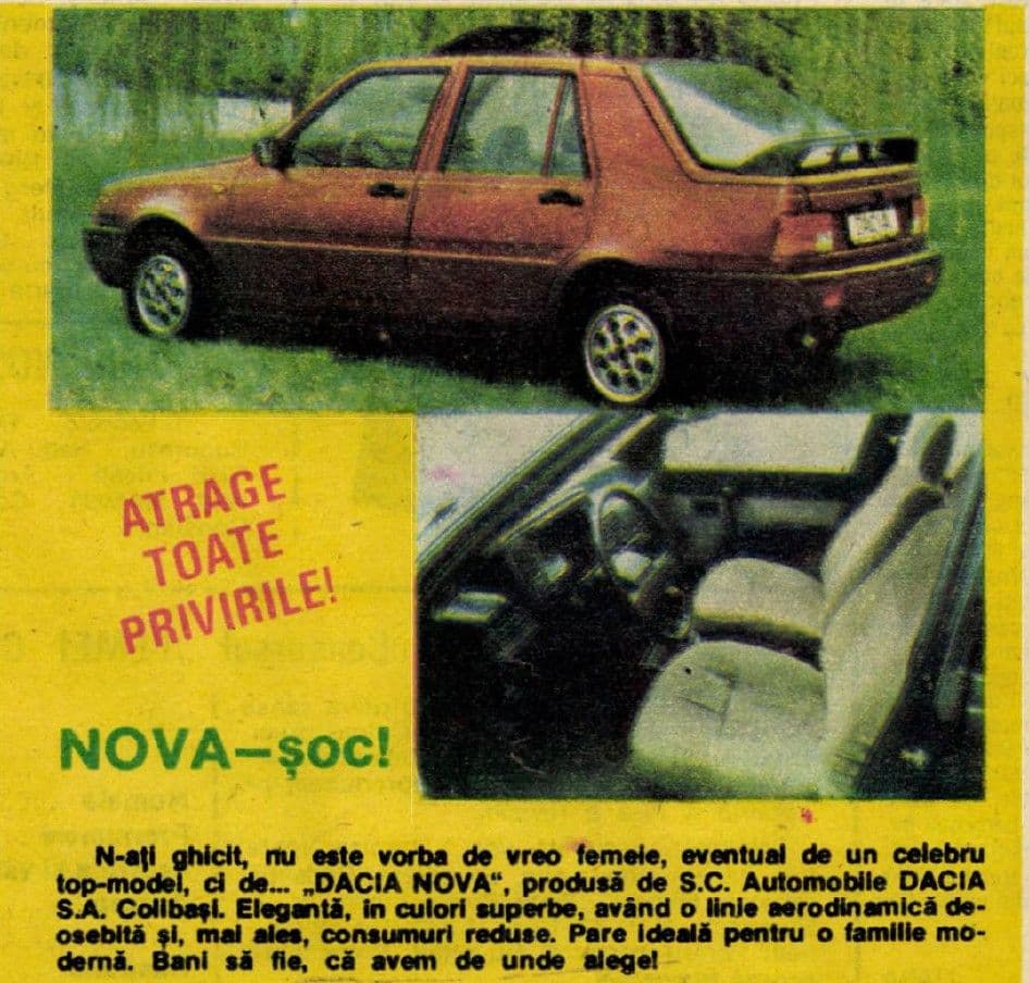 Reclamă pentru Dacia Nova, în presa vremii. Foto: Arcanum