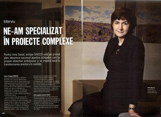 Facsimil dintr-un interviu acordat de Irina Socol unei reviste de business.