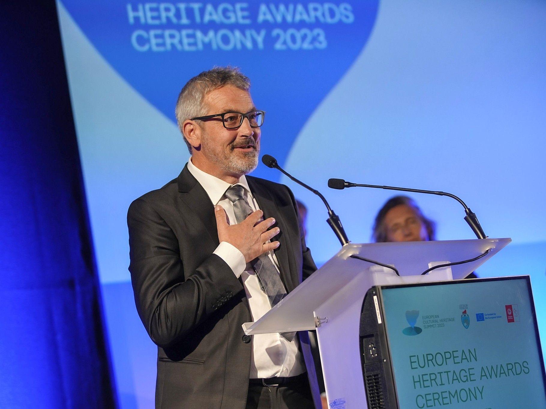 Alin Ușeriu, în seara decernării premiului de la Veneția. Foto: Europa Nostra