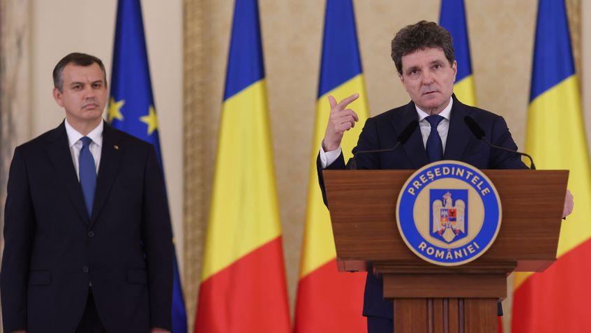 Nicușor Dan, președintele României, anunță desemnarea lui Eugen Tomac în funcția de prim-ministru, la Palatul Cotroceni din București, 4 iunie 2026. Inquam Photos / George Călin
