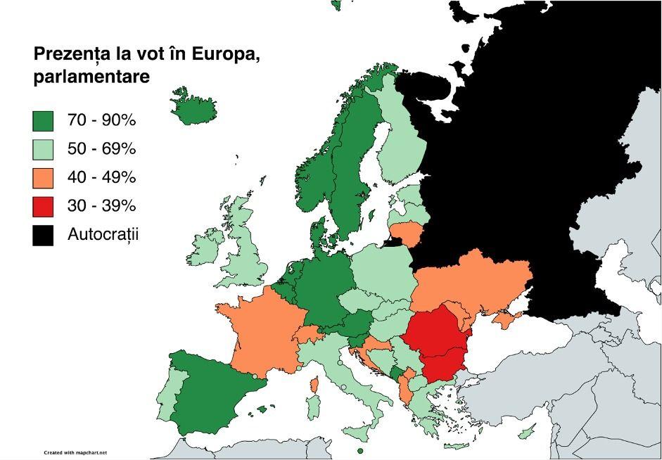 <strong>Prezența la parlamentare în Europa. Sursa: </strong><a target="_blank" href="https://www.idea.int/data-tools/question-countries-view/521/Europe/cnt"><strong>IDEA Database</strong></a>