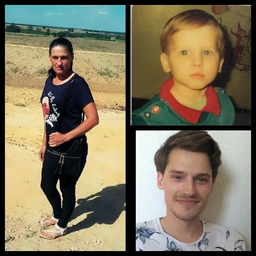 Jacob și mama sa biologică, pe care a reîntâlnit-o la Botoșani. Foto: Facebook