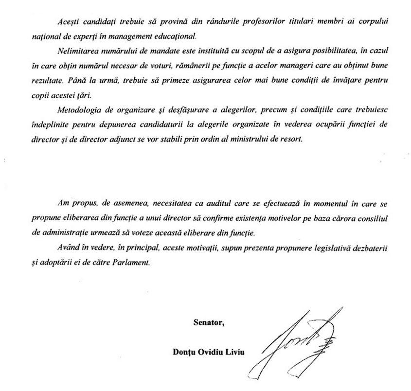 Fragment din Expunerea de motive care însoțește propunerea senatorului PSD.