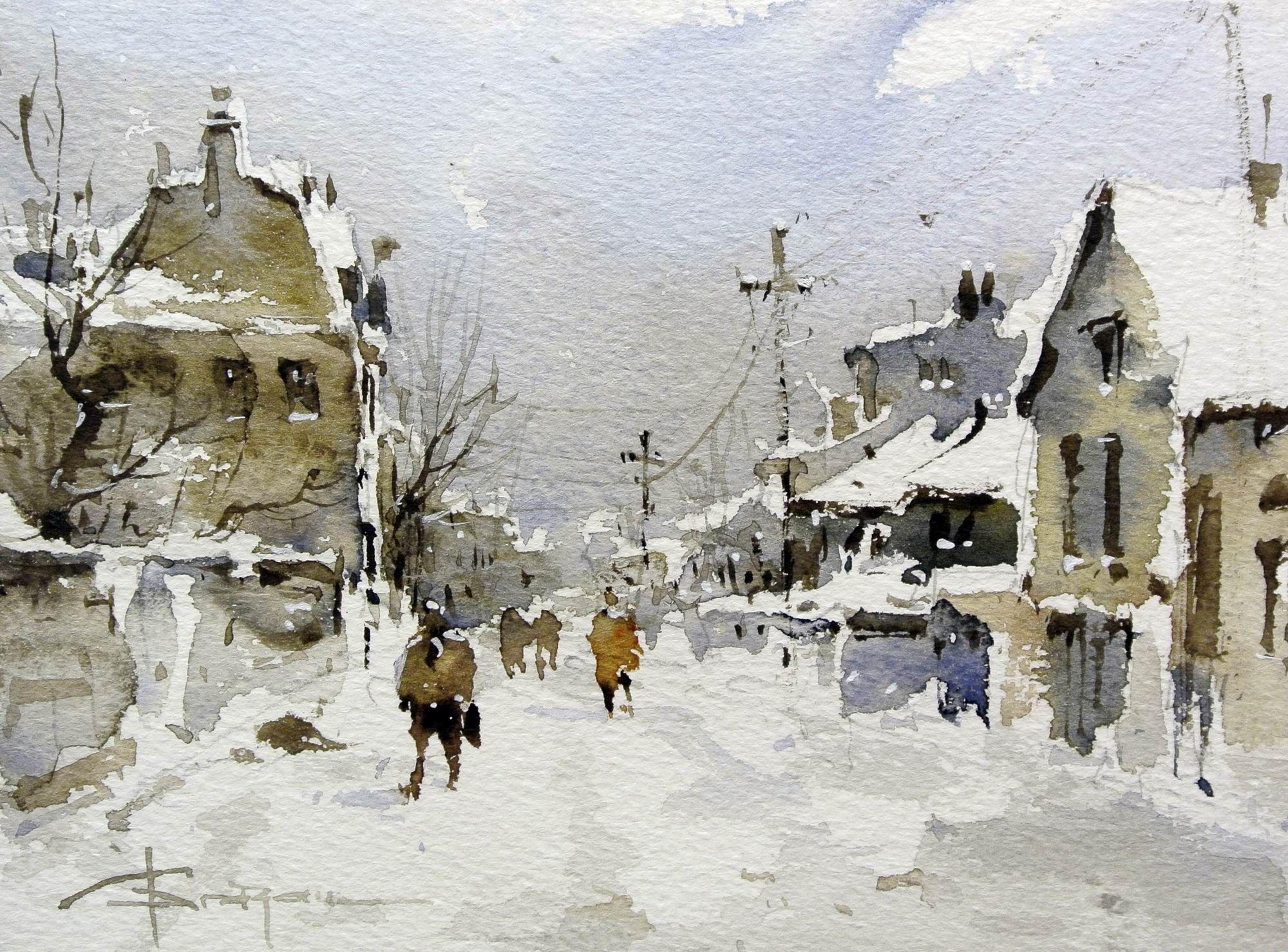 <em>Peisaj citadin de iarnă.</em>