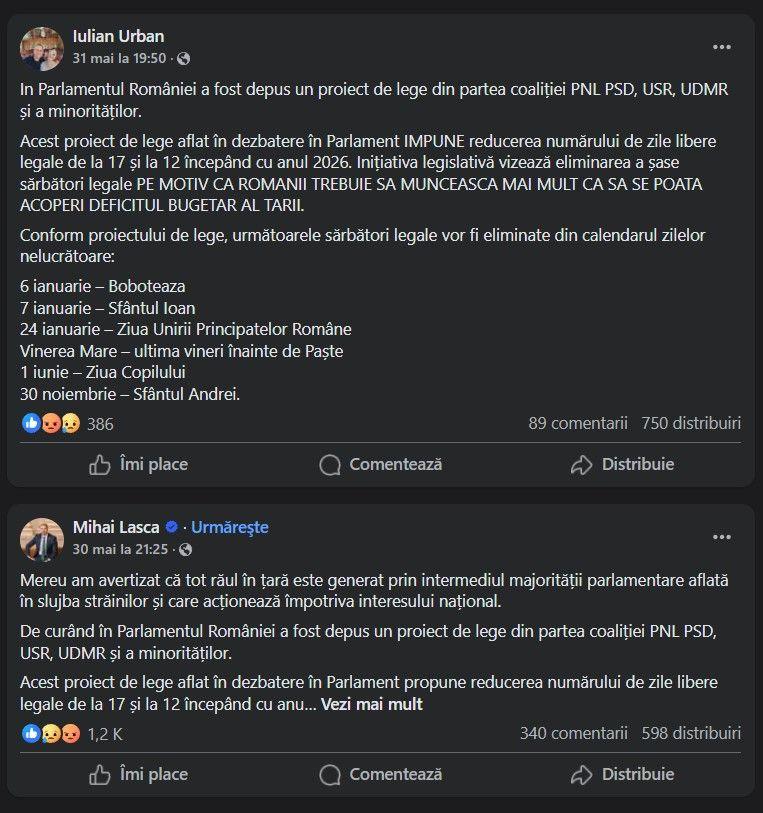 Postările „suveraniste” care s-au viralizat în ultimele zile. Captură de ecran via Facebook