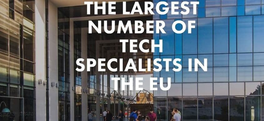Slide al campaniei: "Cel mai mare număr de IT-iști din UE".