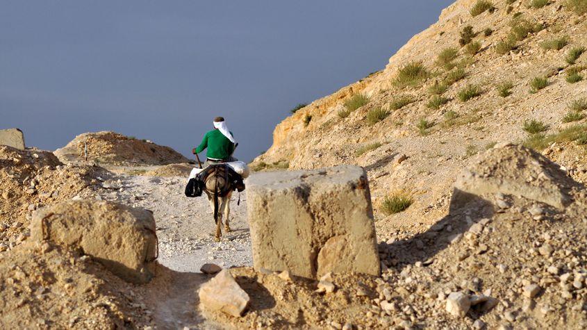 Un beduin pe drumul de la Ierusalim spre Ierihon, nu departe de biserica grecească „Sfântul Gheorghe”. Fotografii: Voicu Bojan