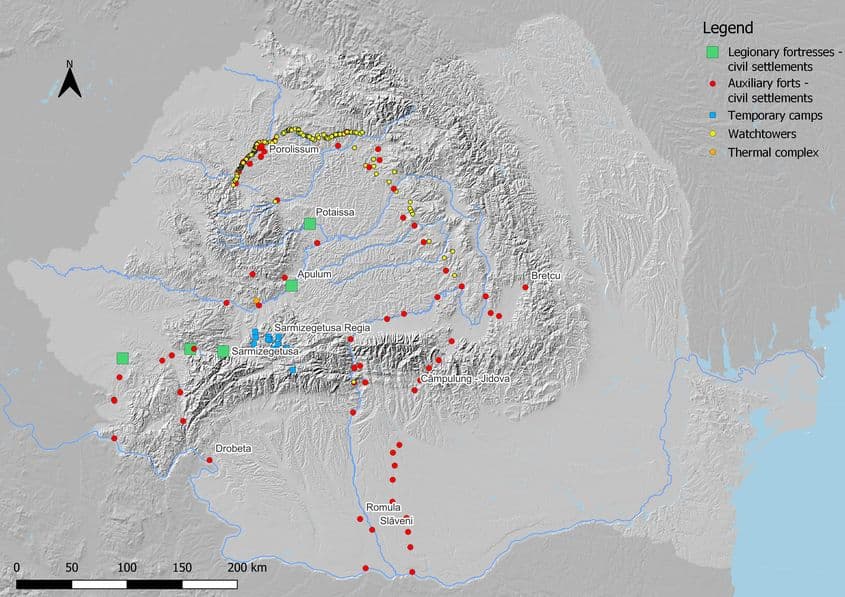 Componentele limesului roman în Dacia. Foto: MNIT.