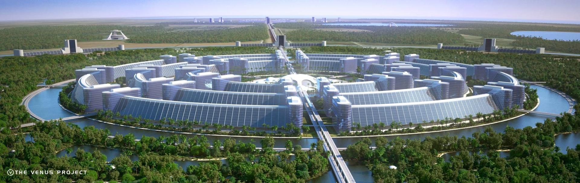 Proiectul Venus, gândit de Jacque Fresco, e doar unul dintre orașele „perfecte” care ar ajuta omenirea să evolueze. Foto: <a target="_blank" href="https://www.thevenusproject.com/portfolio/past-works-by-the-venus-project/" target="_blank" rel="noreferrer noopener">The Venus Project</a>