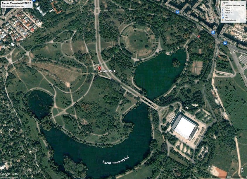 Imagini din satelit cu Parcul Tineretului în 2002. Foto: Google Earth