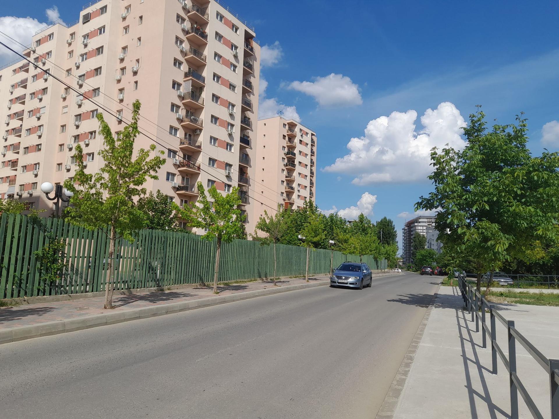 Strada Drumul Gura Grivățului. La fel ca-n atâtea alte locuri din sector, primăria a ales să sufoce pomii recent plantați în dale și beton
