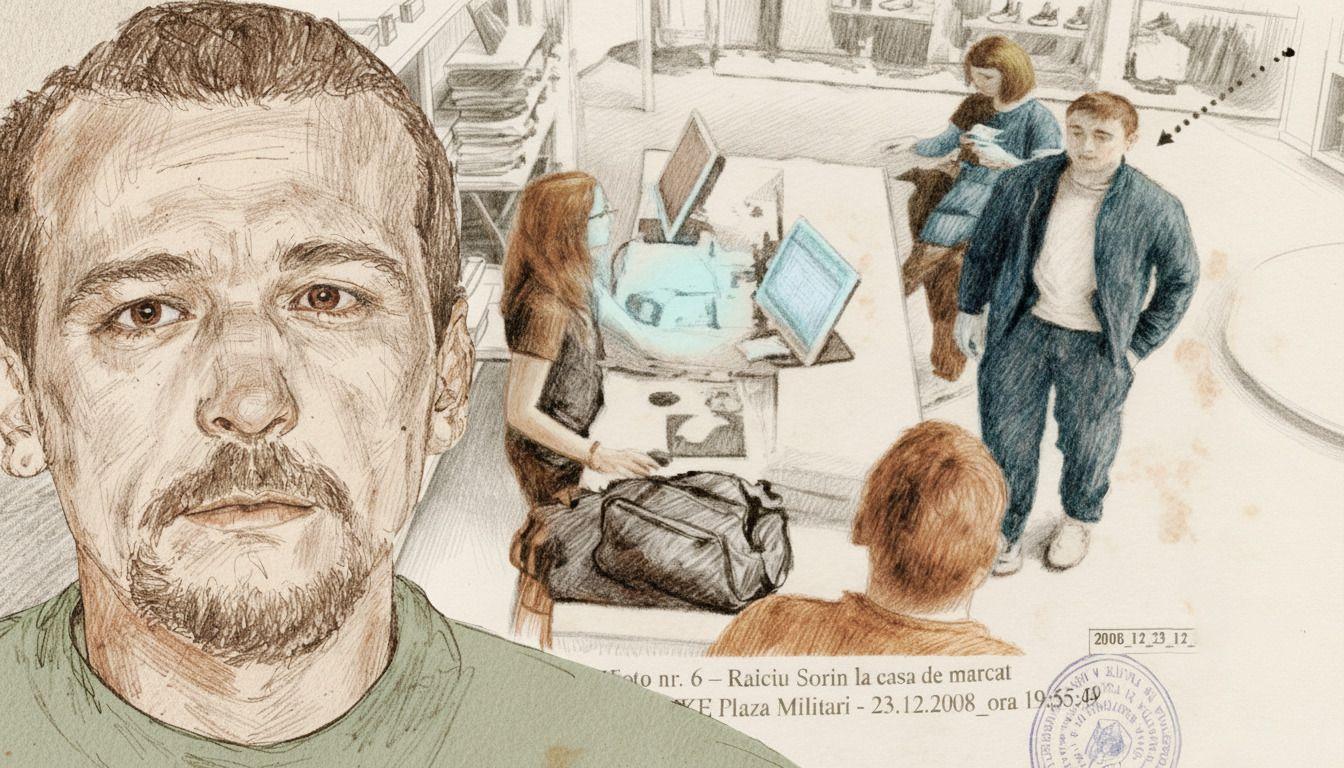 Colaj foto - Marian Velicu (Dede) și Sorin Raiciu surprins de camere de supraveghere din Plaza Mall