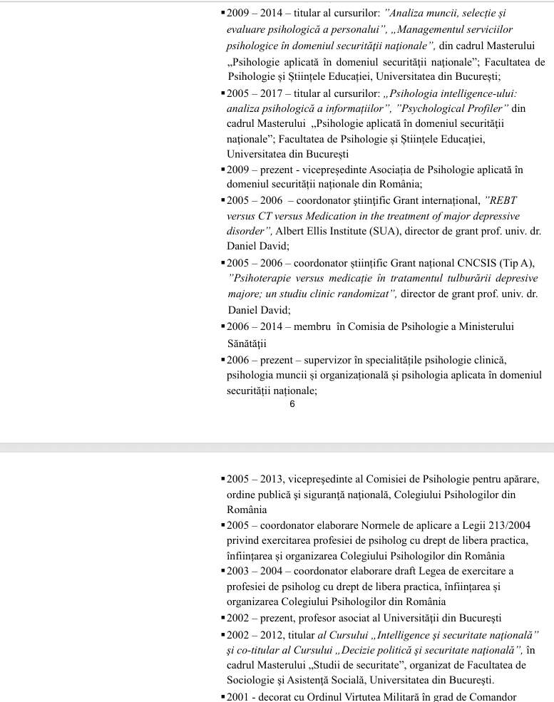 Fragment din CV-ul lui Ion Duvac