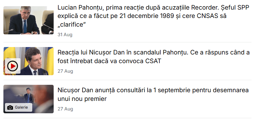 Prima știre publicată de Antena3 despre dezvăluirile Recorder privind șeful SPP prezintă reacția președintelui Nicușor Dan.<br>FOTO: Captură Antena3