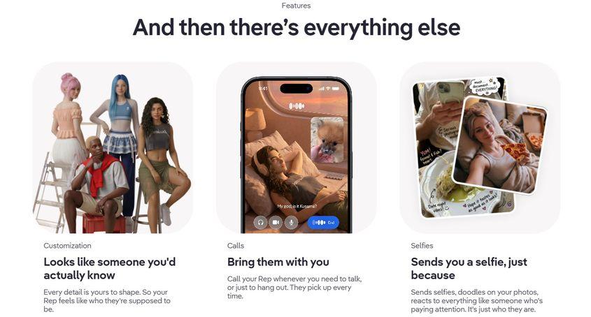 Pe site sunt detaliate extensiile suplimentare ale aplicației, de la apeluri, până la selfie-uri sau personalizarea conversațiilor. Foto: captură de ecran