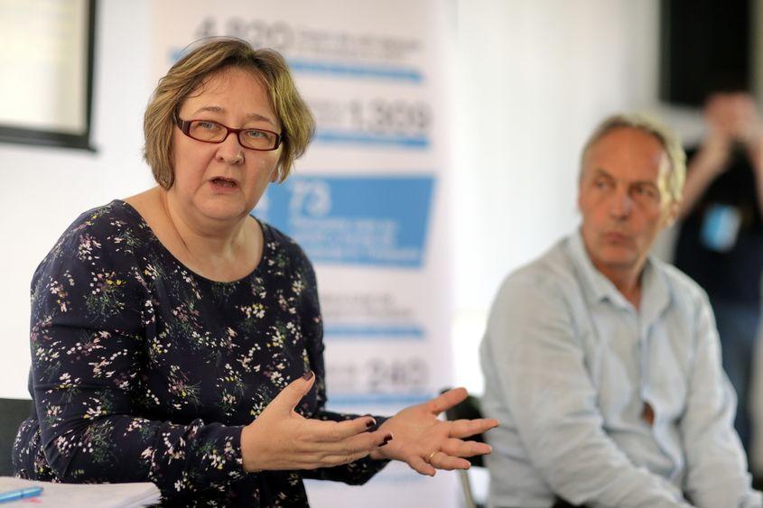 Gabriela Leu, reprezentantul UNHCR în Romania, vorbește la un seminar pe tema migrației, eveniment adresat jurnaliștilor și viitorilor jurnaliști. 11 mai 2018. Inquam Photos / Virgil Simonescu