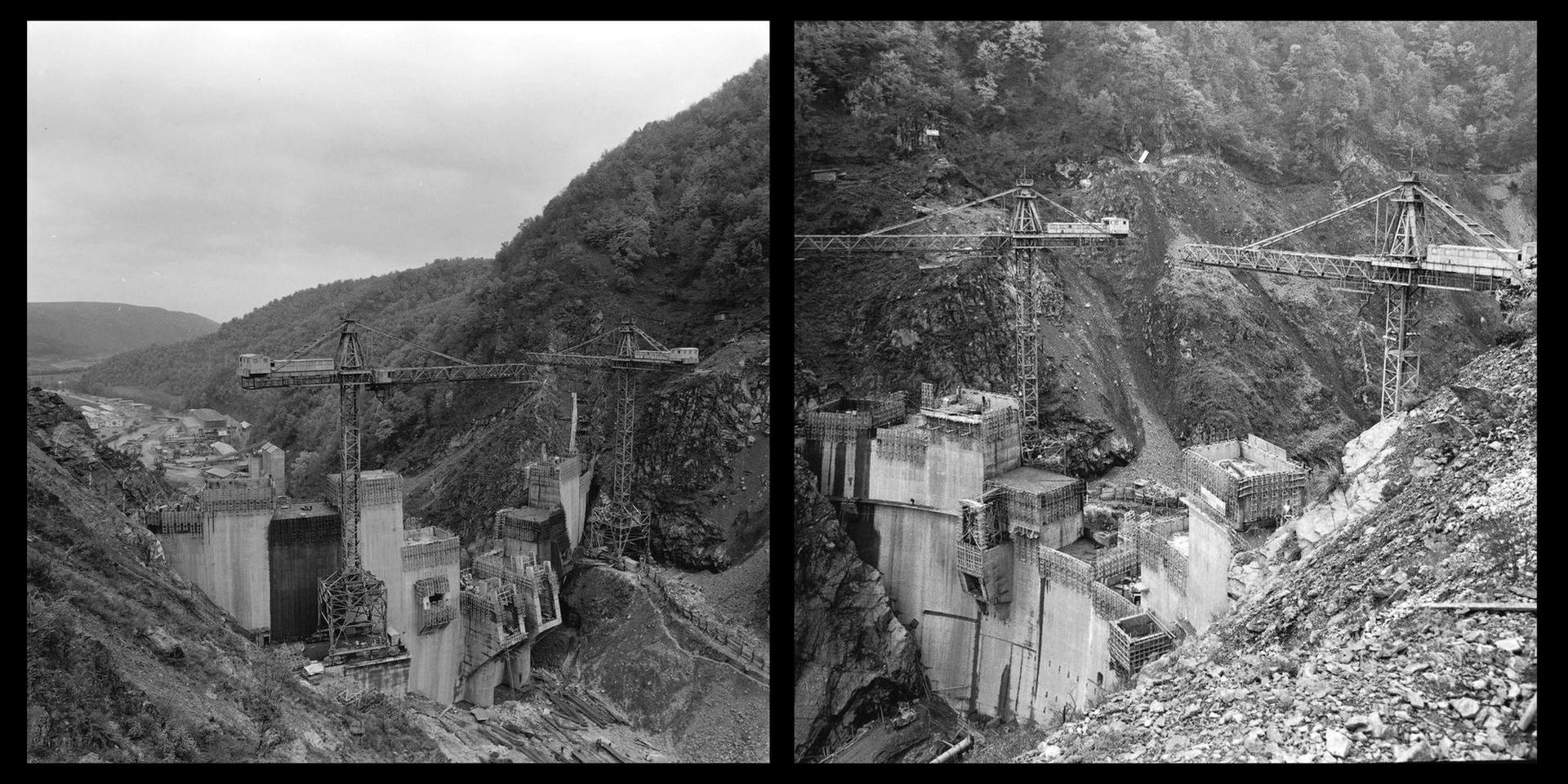Scene din timpul construirii barajului de la Tarnița. Foto: Arhiva Minerva