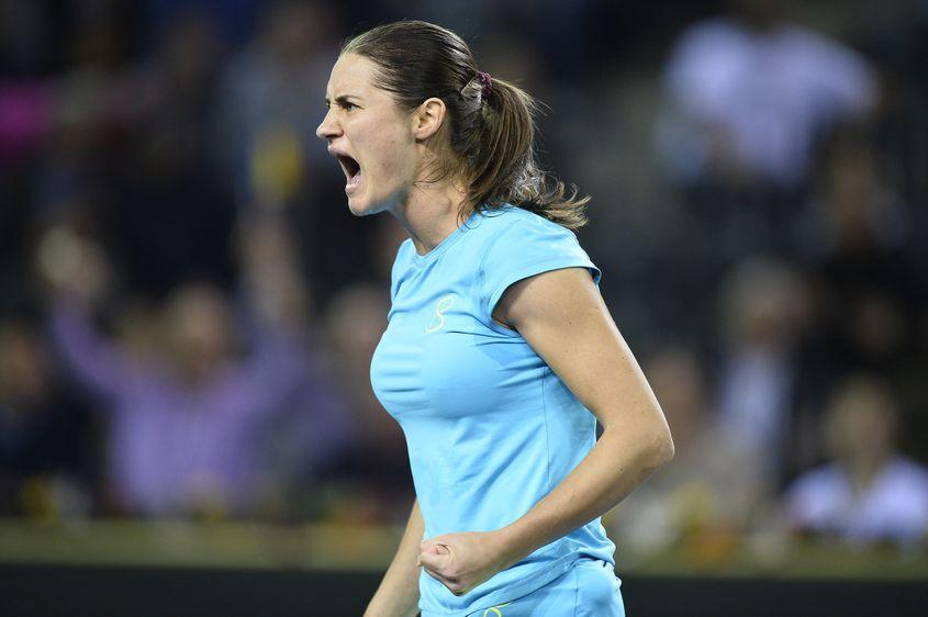 Monica Niculescu, reacția după câștigarea primului set.