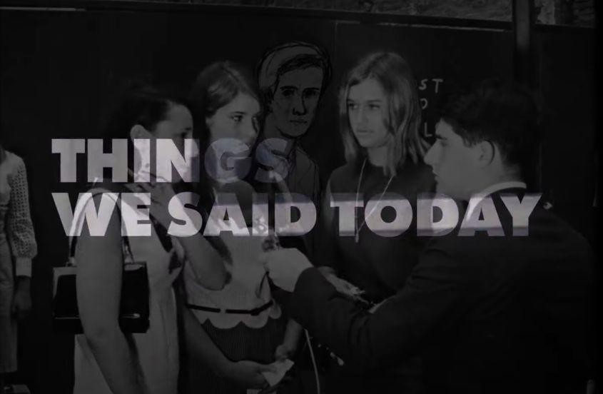 Imagine din filmul <em>TWST – Things We Said Today</em>. Un documentar colaj, completat cu animații.