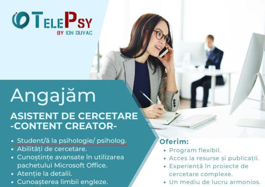 Ion Duvac căuta studente la psihologie pentru cabinetul lui de psihologie din București.