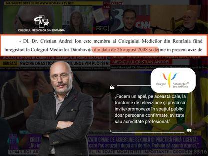 Exclusiv. Colegiul Medicilor, reacție la ancheta PressOne care îl vizează pe dr. Cristian Andrei: are aviz de liberă practică pentru neuropsihiatrie infantilă abia din 2008