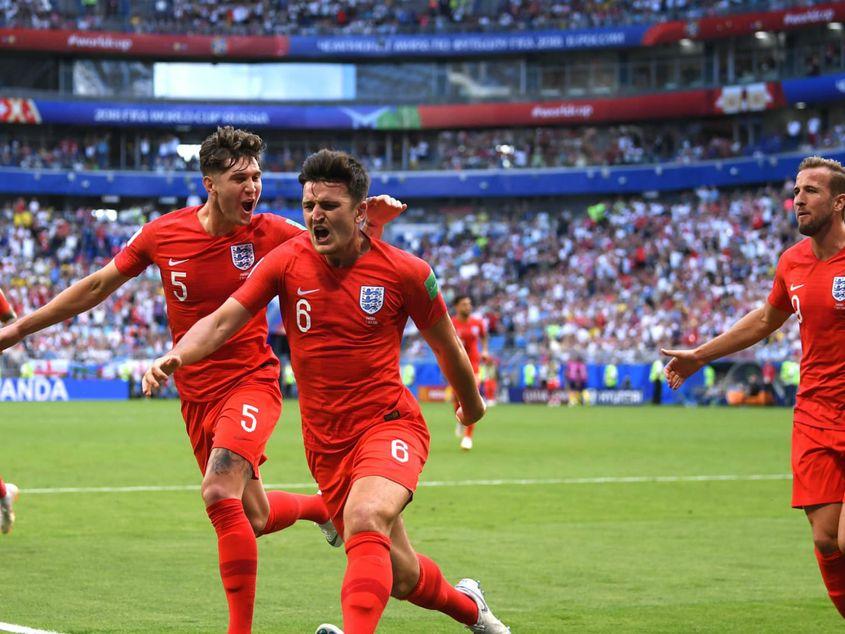 Maguire și bucuria de la primul gol al englezilor din sfertul cu Suedia.
Sursa foto: Fifa.com