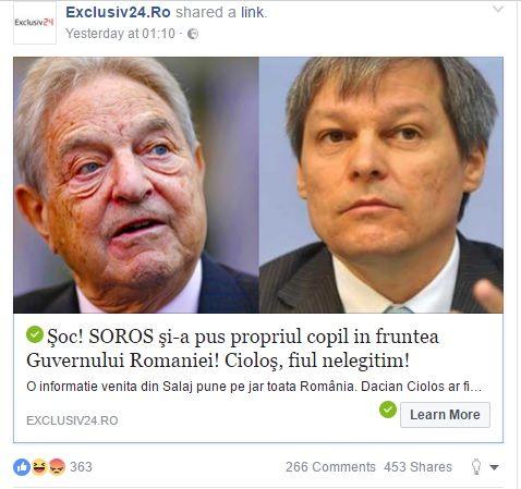 Această pseudo-știre publicată în timpul campaniei electorale a avut mii de share-uri.