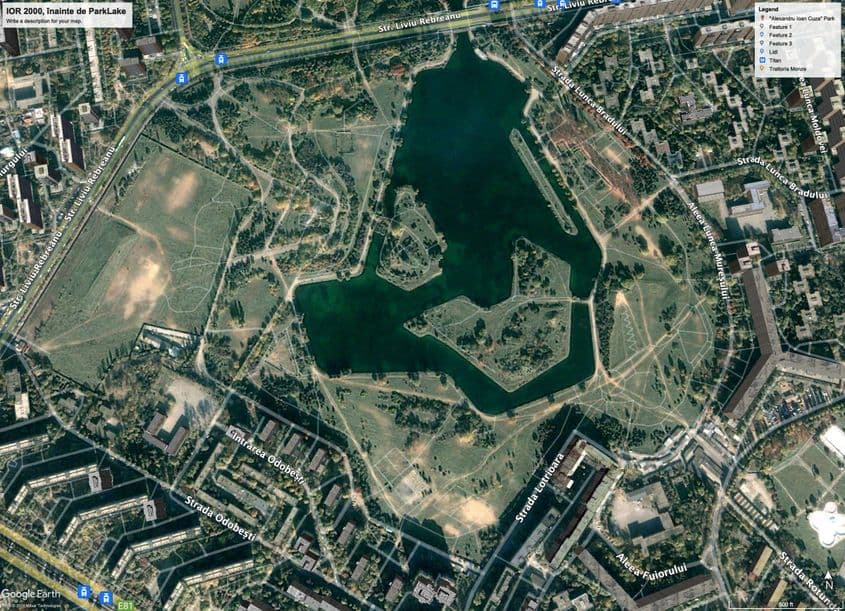 Imagini din satelit cu Parcul „Alexandru Ioan Cuza”, anul 2000. Foto: Google Earth