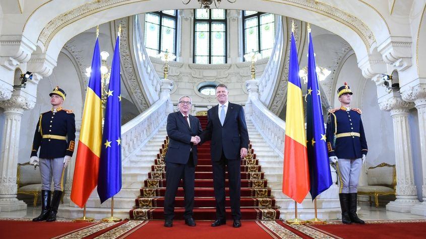 Jean-Claude Juncker și Klaus Iohannis la Palatul Cotroceni. Foto: Presidency.ro