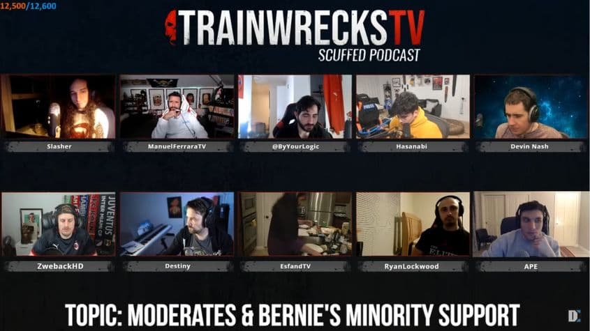 Cam așa arăta un debate panel în zilele de glorie ale Twitch-ului politic american. În imagine pot fi văzuți doi dintre pionierii domeniului, Hasan și Destiny