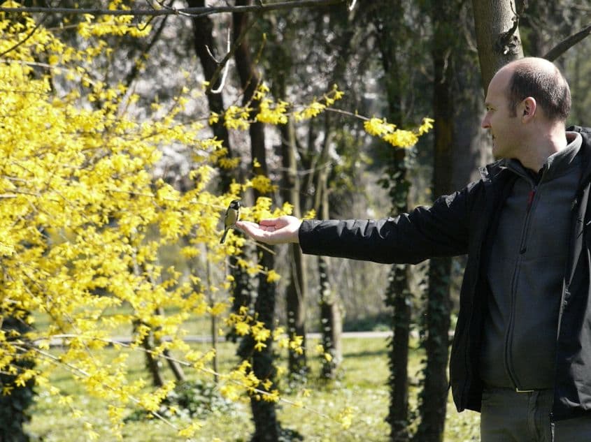 Valentin Marin, cu un pițigoi mare, pe 17 martie 2016. Foto: Dani Drăgan