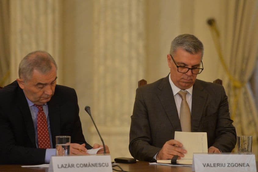 Ministrul de Externe, Lazăr Comănescu, şi președintele Camerei Deputaților, Valeriu Zgonea.