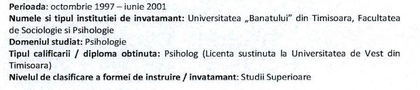 Laura Pătruț a absolvit Facultatea de Sociologie, specializarea psihologie, la Universitatea Banatului din Timișoara în anul 2001 și și-a dat licența doi ani mai tîrziu, în 2003. În toate CV-urile menționează doar anul 2001.