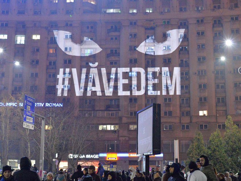 Imagine de la protestele din februarie, din Piaţa Victoriei. Foto: Lucian Muntean