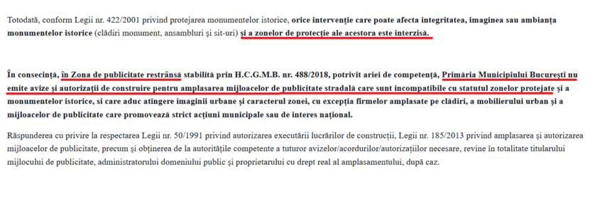 Extras din răspunsul Primăriei Municipiului București către PressOne