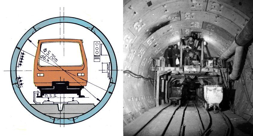 Tunelul de metrou, secțiune și imagine din frontul de lucru. Foto Alexandru Panaitescu