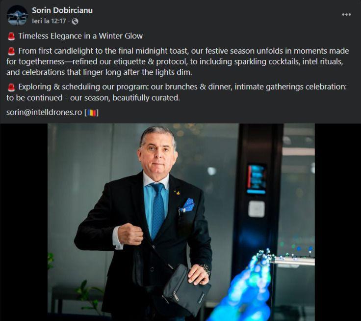 Dobîrcianu postează pe Facebook o adresă de email care aparține companiei IntellDrones. Sursă foto: Sorin Dobîcianu/Facebook