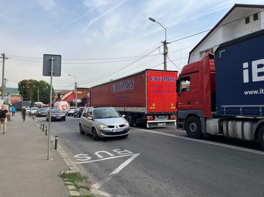 Imagine strada Giordano Bruno, iulie 2025, după votul în CL a interdicției traficului greu în oraș