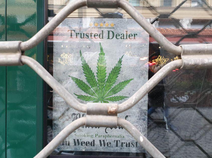 Vitrina unui magazin închis, care vinde etnobotanice, pe strada Lipscani din București. Foto Lucian Muntean