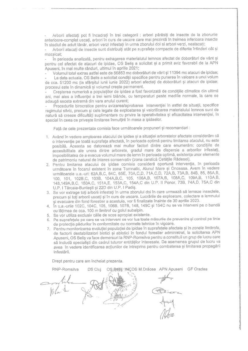 Minuta controlului silvic efectuat în 28-29 iulie 2022 în Parcul Natural Apuseni.