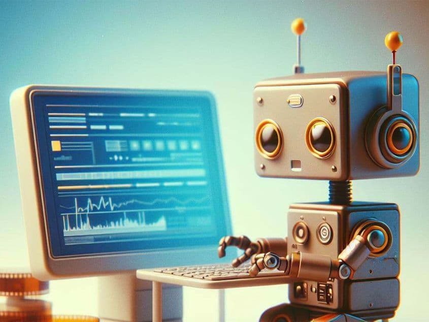 E posibil ca mulți să-și imagineze astfel munca roboților. Nu e, nu va fi așa. „Roboții” de tip algoritm sunt deja la treabă, doar că sunt greu de reprezentat vizual. Imagine generată cu Dall-E