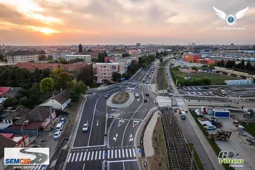 Vedere aeriană a unei străzi din Timișoara, reabilitate de administrația Robu. Foto: Eye in the Sky (c)